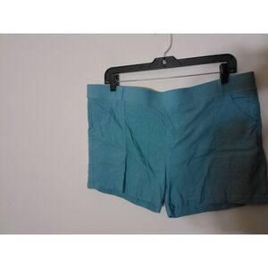 Unbranded Utility Shorts Women XL Teal Blue Pull On Patch Pocket Coastal Casual